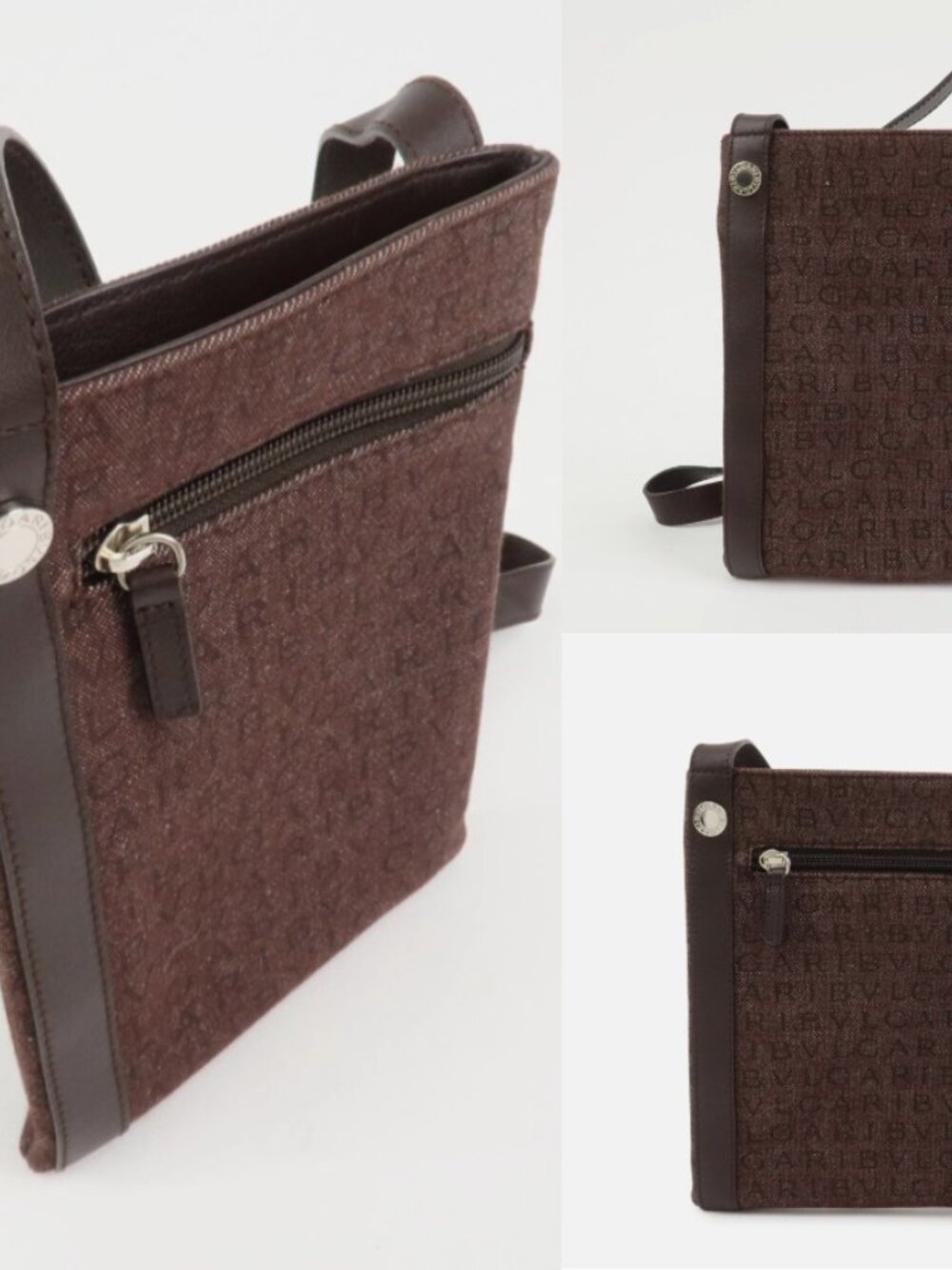 💎✨Authentic✨💎BVLGARI Logo Mania Canvas Leather Crossbody Bag